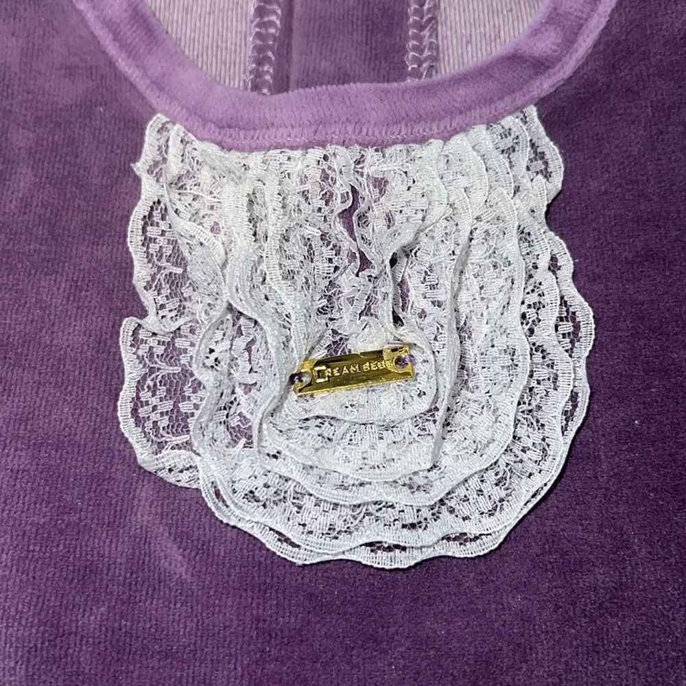 Children's Purple Velour Matching Set with Lace Detail -